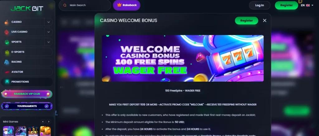Jackbit welcome bonus